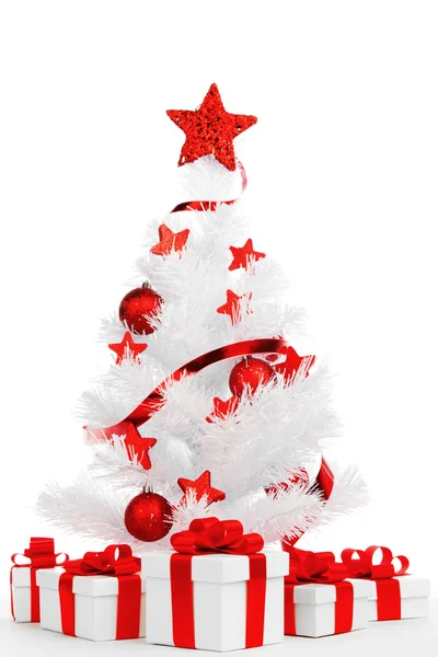 Árbol de Navidad con decoración roja — Foto de Stock