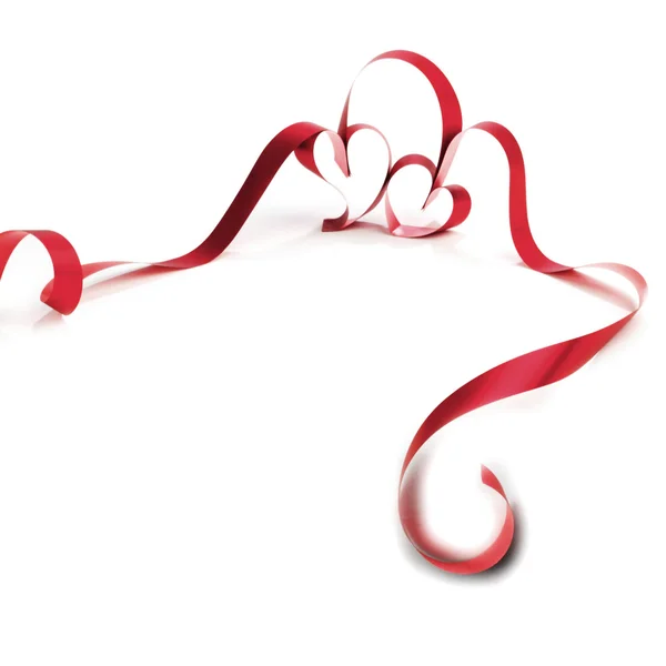 Hearts from red ribbon isolated on white background — Stock Photo, Image