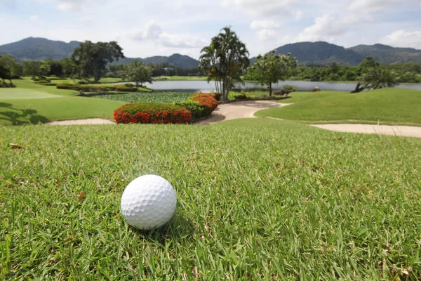 Golfball na trávě — Stock fotografie