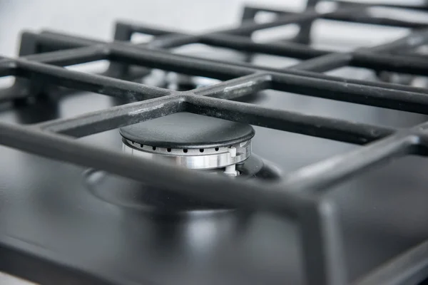 Nuova e moderna cucina a gas in metallo brillante — Foto Stock