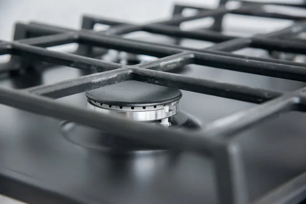 Nueva y moderna cocina de gas de metal brillante — Foto de Stock