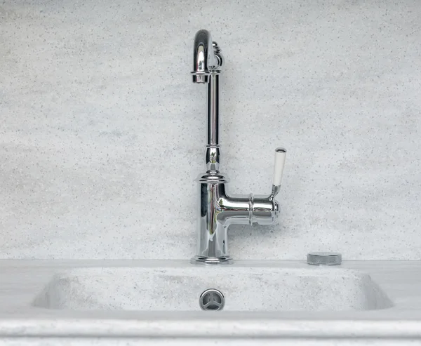 Vintage silver Polished Kitchen Faucet — Stock Photo, Image