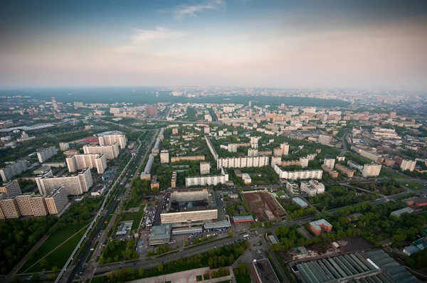 Pohled z ptačí perspektivy z Moskvy za svítání — Stock fotografie