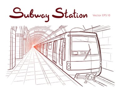 El çizimi Saint Petersburg metro istasyonu