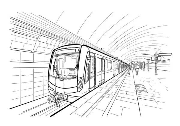 Ręcznie rysowany szkic stacji metra ilustracja — Wektor stockowy