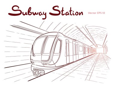 Metro istasyonu illüstrasyonunun el çizimi