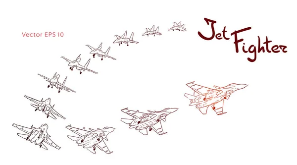 現代のロシアのジェット戦闘機が飛んでいます。ベクトル描画 — ストックベクタ