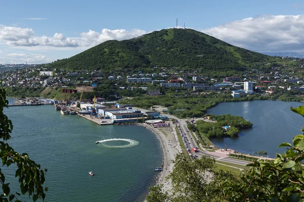 Summer view of port Petropavlovsk-Kamchatsky. Kamchatka Peninsula