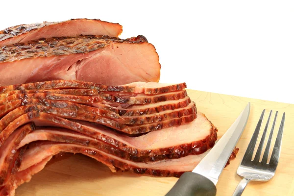 Yakın çekim görünümü destekli Spiral kesimli jambon 