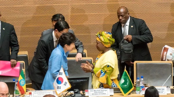 Dél-Korea elnöke látogatások az Afrikai Unió Bizottsága — Stock Fotó