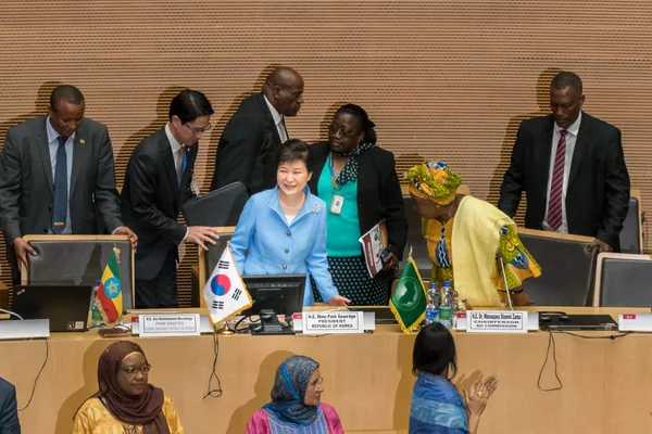 Presidente de Corea del Sur visita la Comisión de la Unión Africana — Foto de Stock