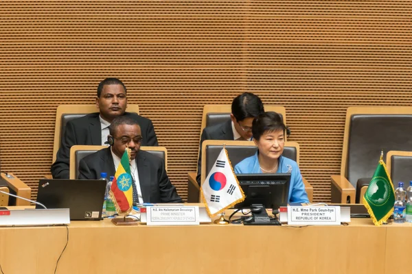 Presidente de Corea del Sur visita la Comisión de la Unión Africana — Foto de Stock