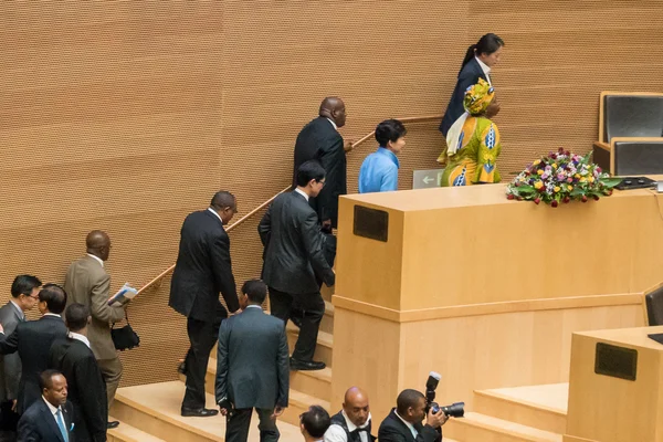 韩国总统访问非洲联盟委员会 — 图库照片