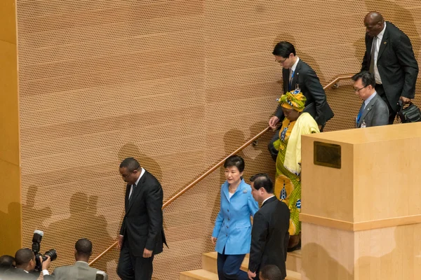 Візит президента Південної Кореї Африканського Союзу комісії Ліцензійні Стокові Зображення