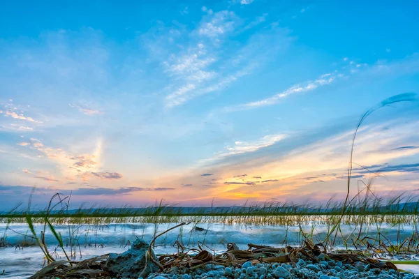 Ondergaande zon over Hawassa meer — Stockfoto