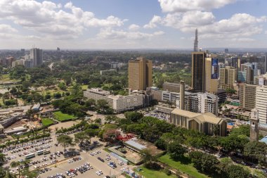 Downtowm Nairobi'nin havadan görünümü