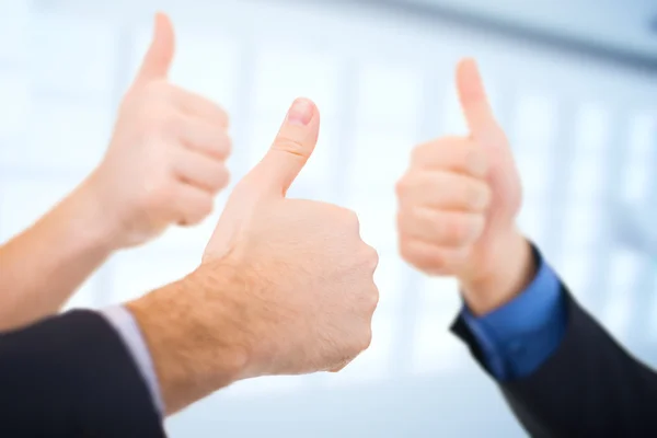 Businessmen Gesturing Thumbs up. Business Concept. — Stock Photo, Image