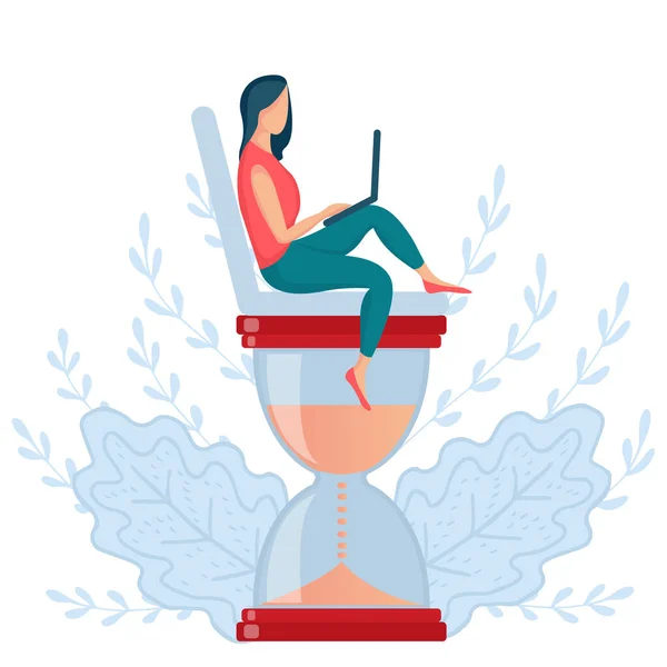 Κορίτσι κάθεται hourglass 7 — Διανυσματικό Αρχείο