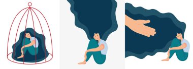 Kız oturuyor, dizlerine sarılıyor 11 set