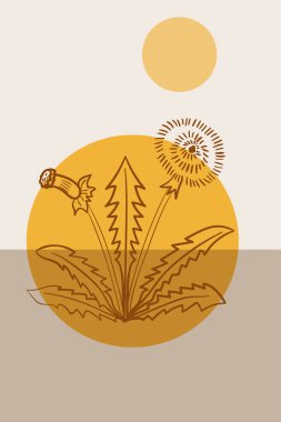 Karahindiba, soyut, poster, asgari ot.