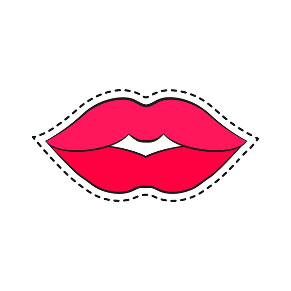 Vrouwen lip gebaren patches ww dd isol — Stockvector