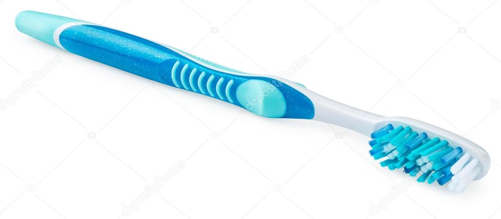 Blue toothbrush on white