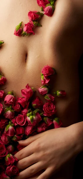 Cuerpo con rosas flores — Foto de Stock