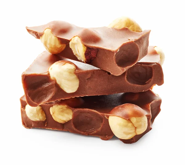 Pedazos de chocolate con nueces — Foto de Stock