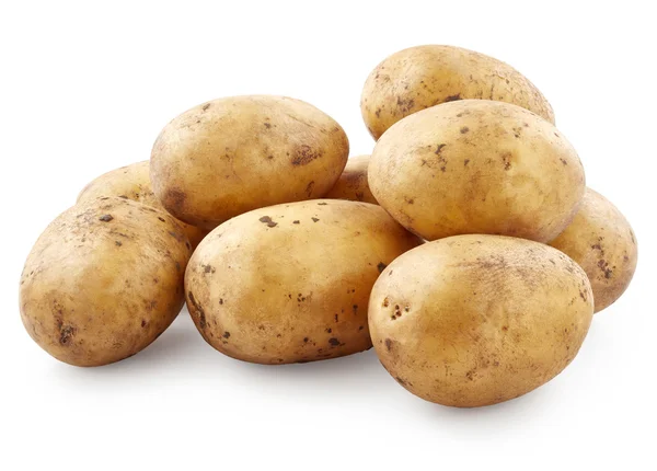Batatas cruas em branco — Fotografia de Stock