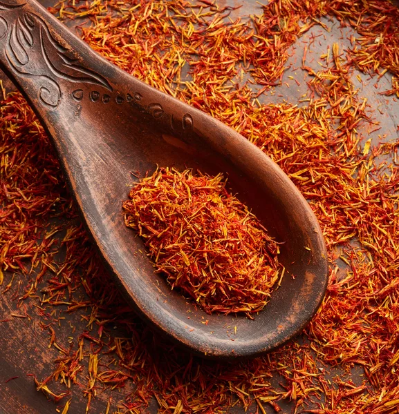 Aroma Saffron in spoon — Stock Photo, Image