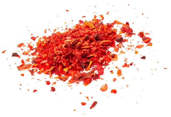 Suché červené papriky, samostatný — Stock fotografie