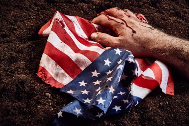 human hand on american flag clipart