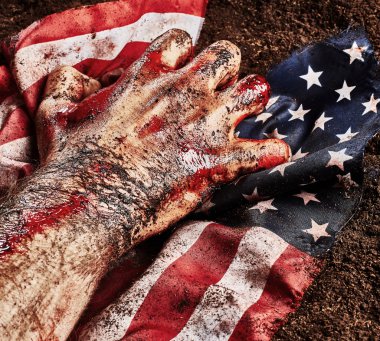 hand on american flag clipart