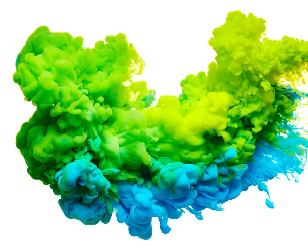 Splash de tinta azul e verde — Fotografia de Stock