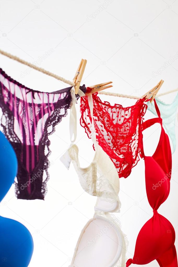Panties And Bra Drying Stock Photo, Picture and Royalty Free Image. Image  9670268.
