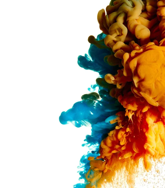 Splash de tinta azul e laranja — Fotografia de Stock