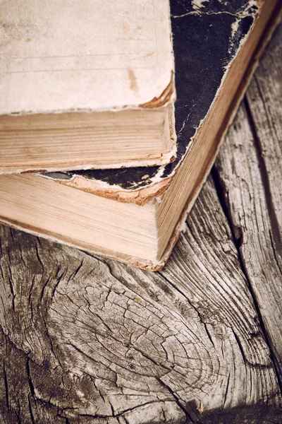 Vintage books on wooden background — Stock Photo, Image