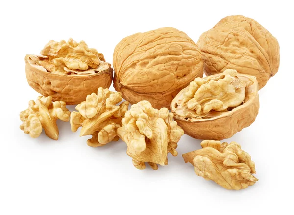 Walnuts and walnuts kernels — Stock Photo, Image