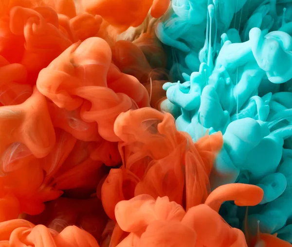 Blue Orange Abstract Ink Splash Backgroun — Stock Photo, Image