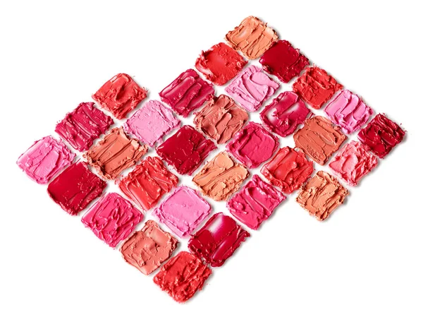 Set Squares Lipstick Swatches Isolated White Background — Stock Photo, Image