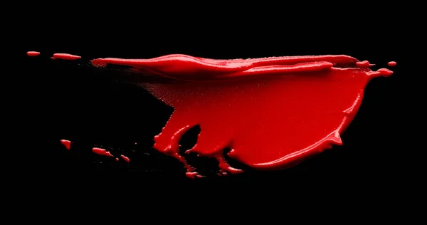 Red Lipstick Stroke Isolated Black Background — Stock Photo, Image