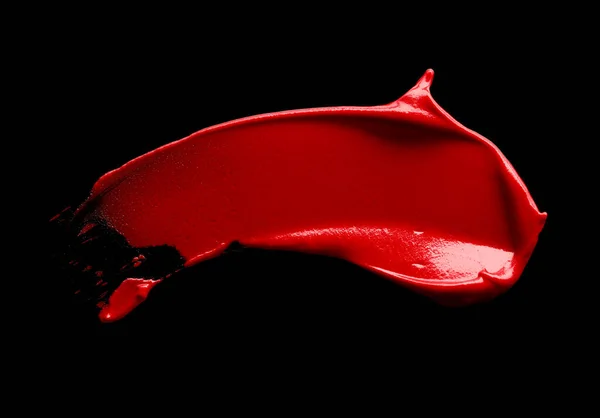 Rode Lippenstift Beroerte Geïsoleerd Zwarte Achtergrond — Stockfoto