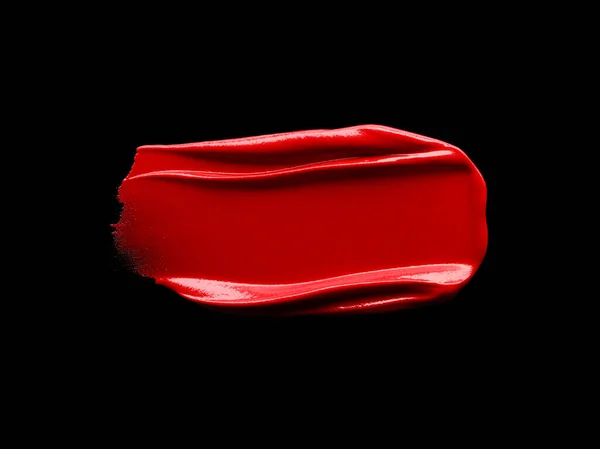 Red Lipstick Smear Isolated Black Background — Stock Photo, Image