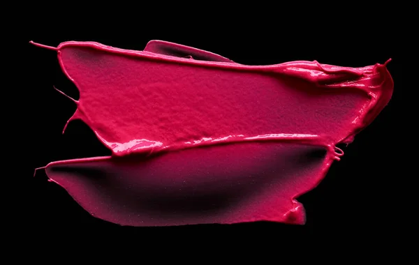 Roze Lippenstift Slag Geïsoleerd Zwarte Achtergrond — Stockfoto