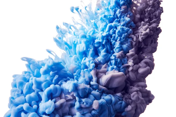 Синий Фиолетовый Капли Чернил Изолированы Белом Фоне — стоковое фото