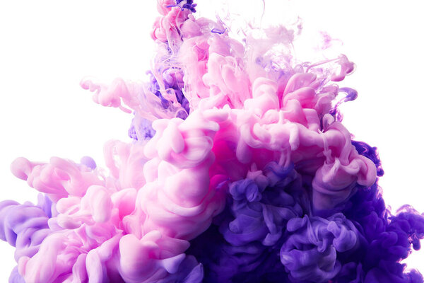 Pink and purple paint splash over white background