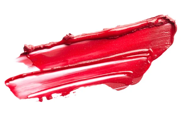Rode Lippenstift Slag Geïsoleerd Witte Achtergrond — Stockfoto
