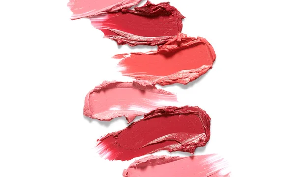 Rossetto Spalma Diversi Colori Isolati Sfondo Bianco — Foto Stock