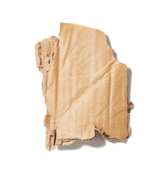 Parçalanmış Eski Karton Beyaz Arkaplanda Izole Edilmiş — Stok fotoğraf