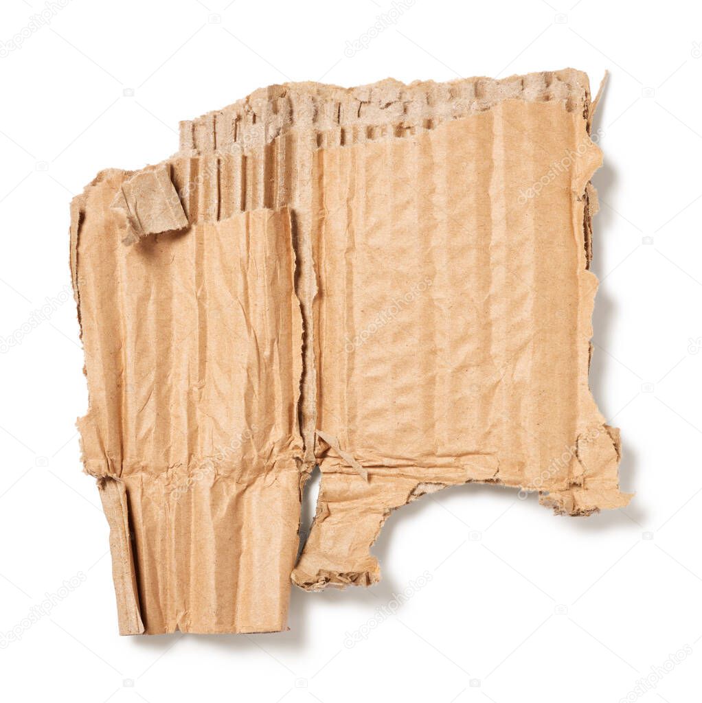 Torn old cardboard isolated on white background